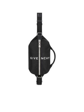 Givenchy Black Nylon Logo Belt Bag with Silver Zip